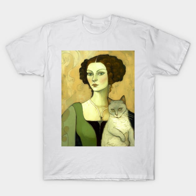 A woman with her cat T-Shirt by summer-sun-art